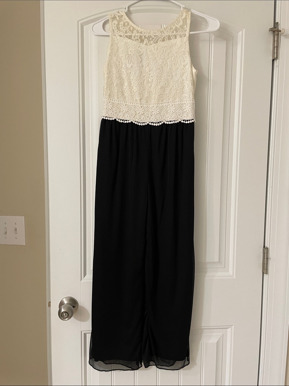 by & by Black and Cream Lace-Top Jumpsuit Girls size 10